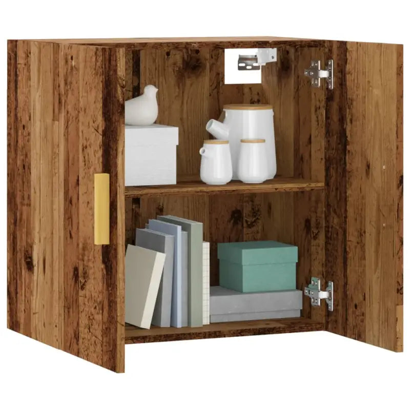Houten wandkast met Scandinavische charme in grijs Sonoma bewerkt hout - Oud hout / 1 - Opbergkasten & lockerkasten