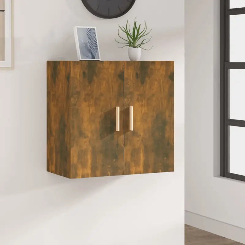 Houten wandkast met Scandinavische charme in grijs Sonoma bewerkt hout - Gerookt eiken / 1 - Opbergkasten & lockerkasten