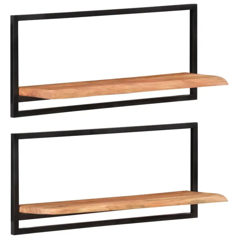 Houten Wandplanken van Massief Acaciahout voor Boeken en Decoratie - 80 x 25 x 35 cm / 2 / 1 - Wandplanken