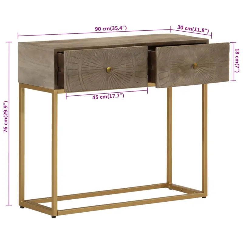 Houten wandtafel met opbergkasten van massief mangohout - Opbergkasten & lockerkasten