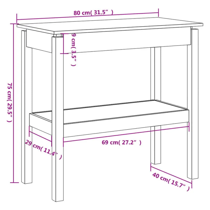 Houten wandtafel van massief grenenhout voor een rustieke uitstraling - Bijzettafels