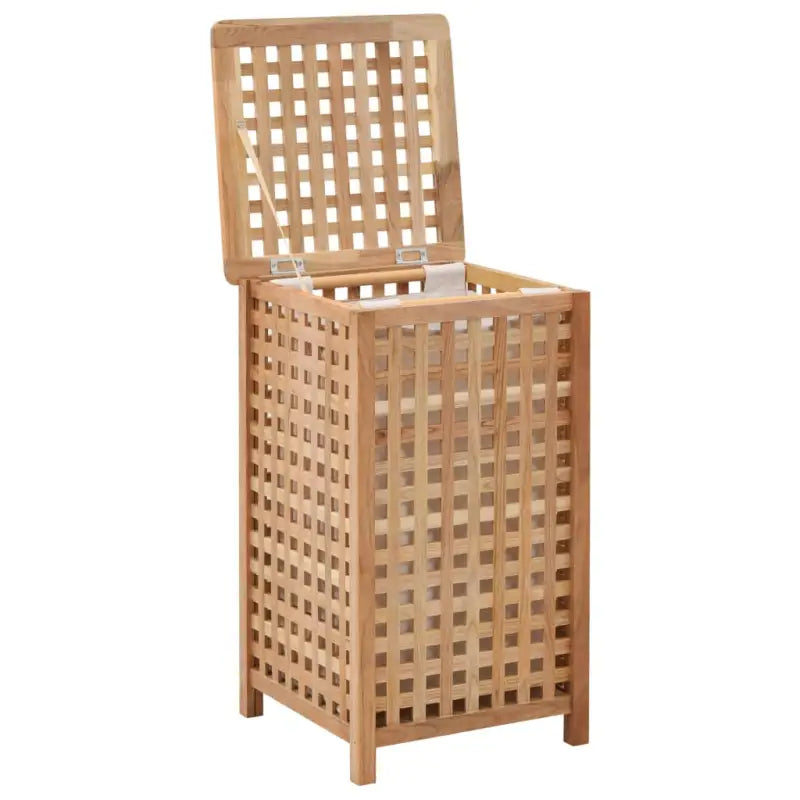 Houten wasmand van massief walnotenhout met natuurlijk ontwerp - 39 x 39 x 65 cm / 1 - Wasmanden