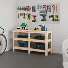 Houten werkbank van massief grenenhout voor een rustieke uitstraling - Naturel / 142.5 x 50 x 80 cm / 1 - Werkbanken