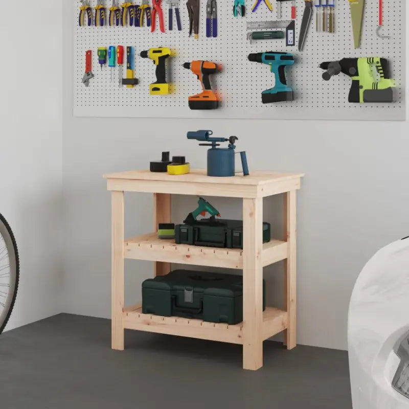 Houten werkbank van massief grenenhout voor een rustieke uitstraling - Naturel / 78.5 x 50 x 80 cm / 1 - Werkbanken