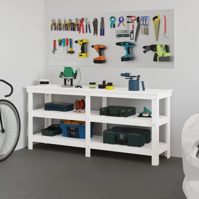 Houten werkbank van massief grenenhout voor een rustieke uitstraling - Wit / 181 x 50 x 80 cm / 1 - Werkbanken