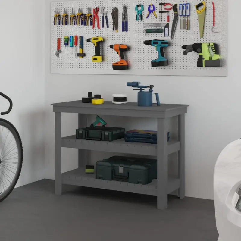 Houten werkbank van massief grenenhout voor een rustieke uitstraling - Grijs / 110.5 x 50 x 80 cm / 1 - Werkbanken