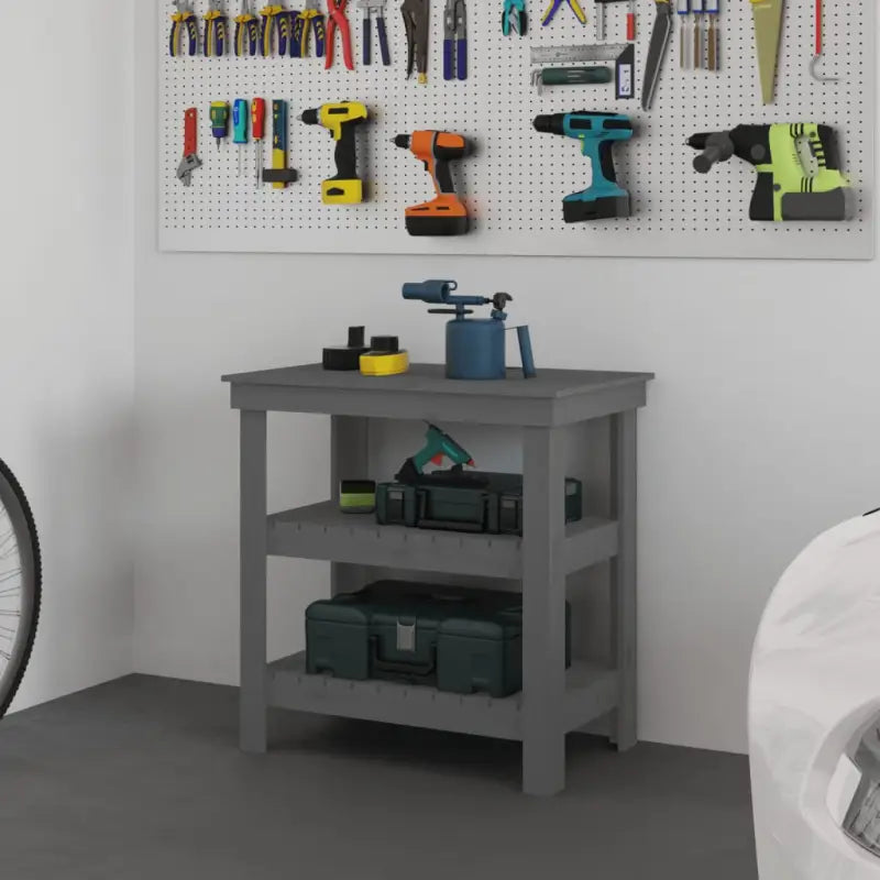 Houten werkbank van massief grenenhout voor een rustieke uitstraling - Grijs / 78.5 x 50 x 80 cm / 1 - Werkbanken
