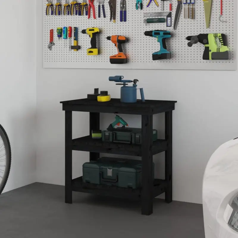 Houten werkbank van massief grenenhout voor een rustieke uitstraling - Zwart / 78.5 x 50 x 80 cm / 1 - Werkbanken