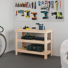 Houten werkbank van massief grenenhout voor een rustieke uitstraling - Naturel / 110.5 x 50 x 80 cm / 1 - Werkbanken