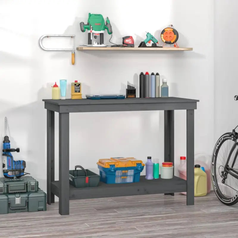 Houten werkbank van massief grenenhout voor je garage - Grijs / 110 x 50 x 80 cm / 1 - Werkbanken