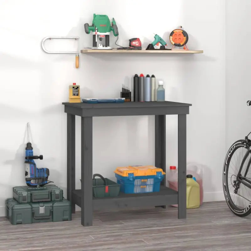 Houten werkbank van massief grenenhout voor je garage - Grijs / 80 x 50 x 80 cm / 1 - Werkbanken