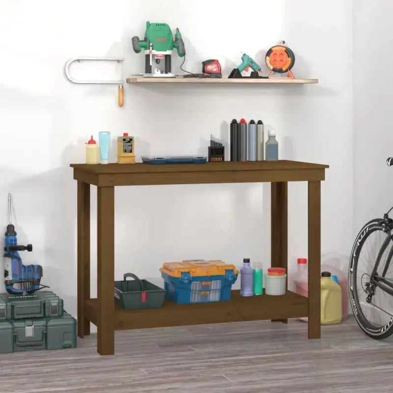 Houten werkbank van massief grenenhout voor je garage - Honingbruin / 110 x 50 x 80 cm / 1 - Werkbanken