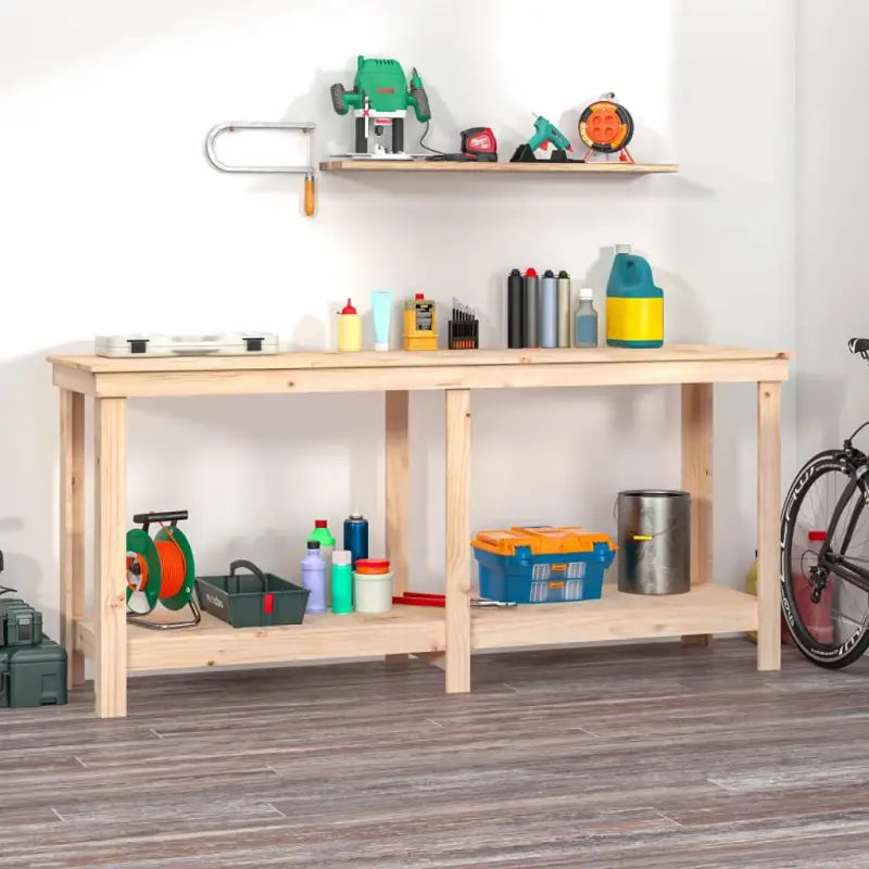 Houten werkbank van massief grenenhout voor je garage - Naturel / 180 x 50 x 80 cm / 1 - Werkbanken