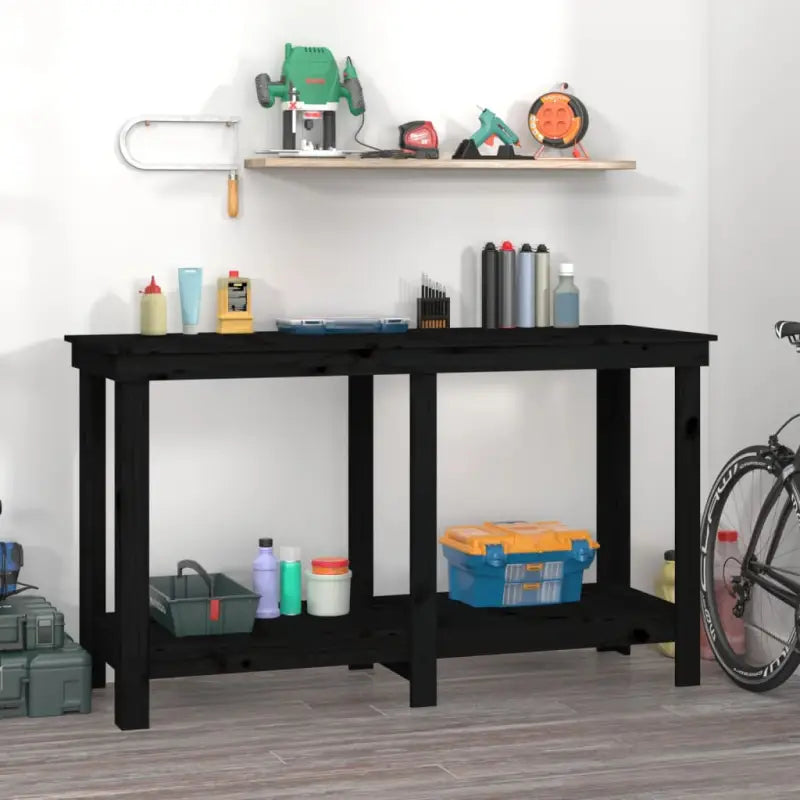 Houten werkbank van massief grenenhout voor je garage - Zwart / 140 x 50 x 80 cm / 1 - Werkbanken