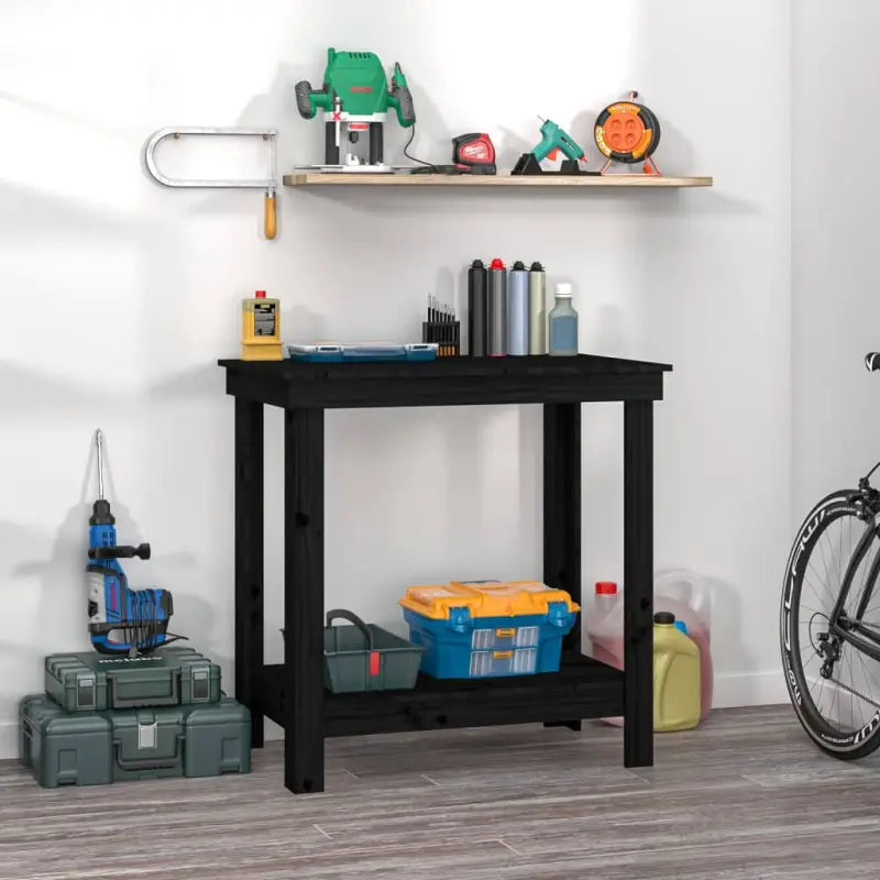 Houten werkbank van massief grenenhout voor je garage - Zwart / 80 x 50 x 80 cm / 1 - Werkbanken