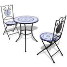 Ijzeren frame mozaïek bistroset voor tuin en balkon laten staan levering bevat - Blauw en wit / Rond - Tuinsets