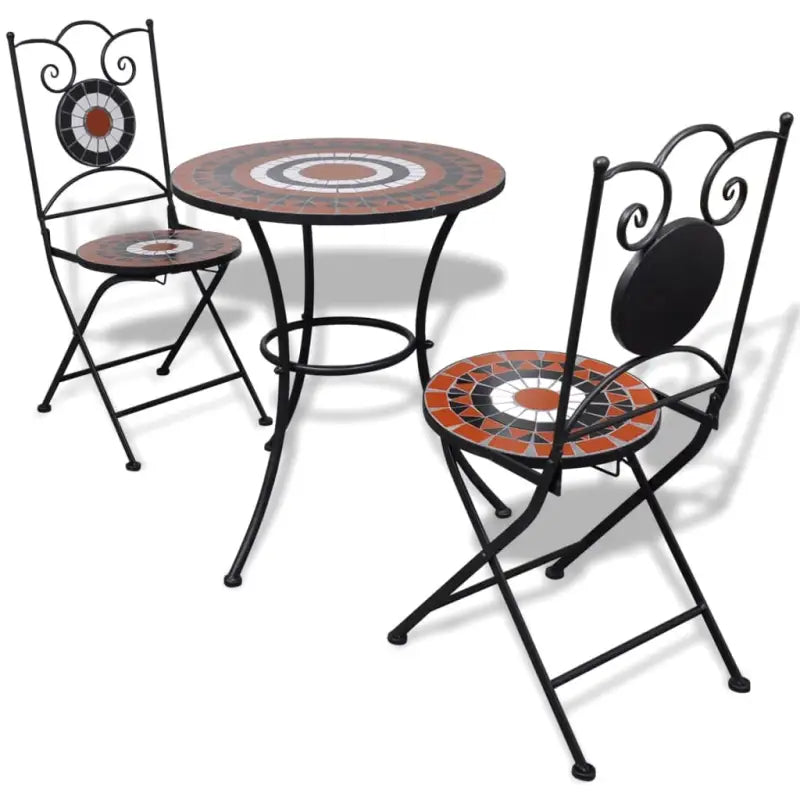 Ijzeren frame mozaïek bistroset voor tuin en balkon laten staan levering bevat - Tuinsets