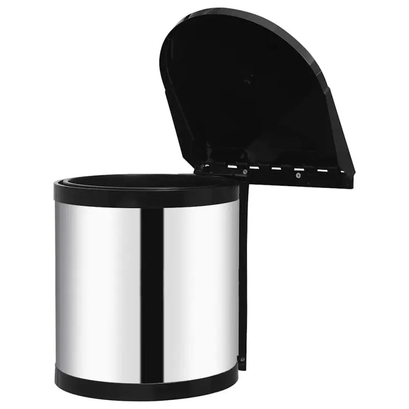 Inbouw prullenbak roestvrij staal levering bevat 12 L voor keukenafval - Zwart en zilver / 27 x 31 cm / 1