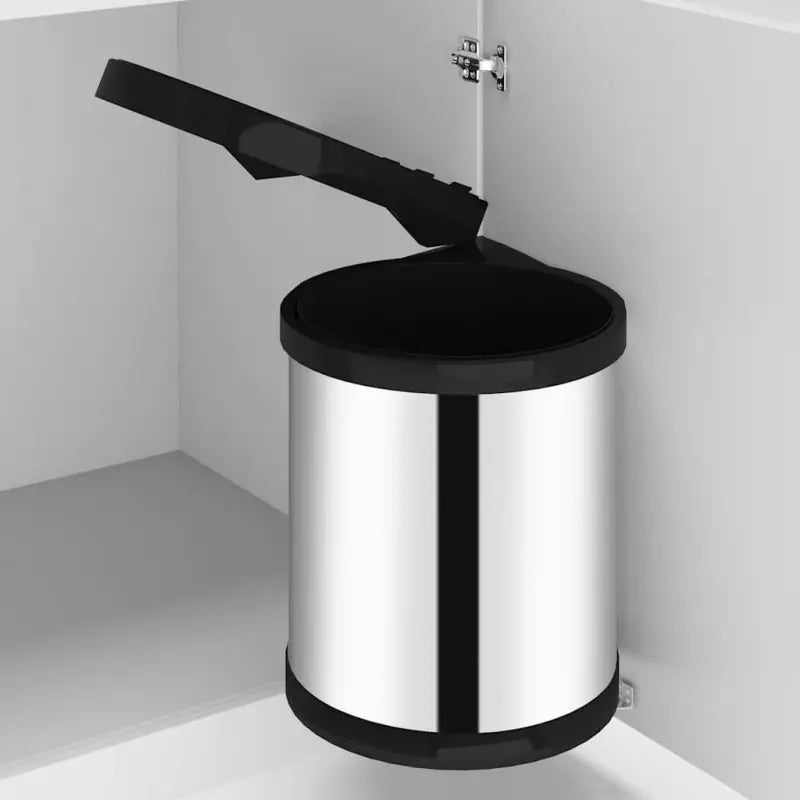 Inbouw prullenbak roestvrij staal levering bevat 12 L voor keukenafval - Zwart en zilver / 27 x 31 cm / 1