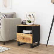 Industrieel nachtkastje van massief mangohout met metalen poten - Nachtkastjes