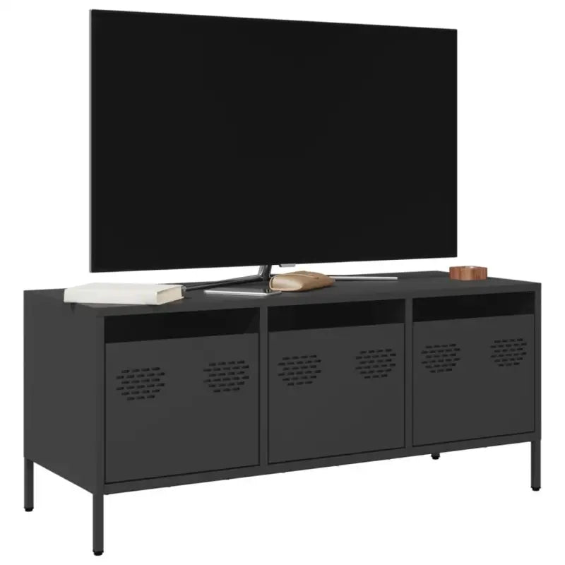 Industrieel tv-meubel met koudgewalst staal en verstelbare schroefpoten - Zwart / 1 / 101.5 cm - Tv-meubels