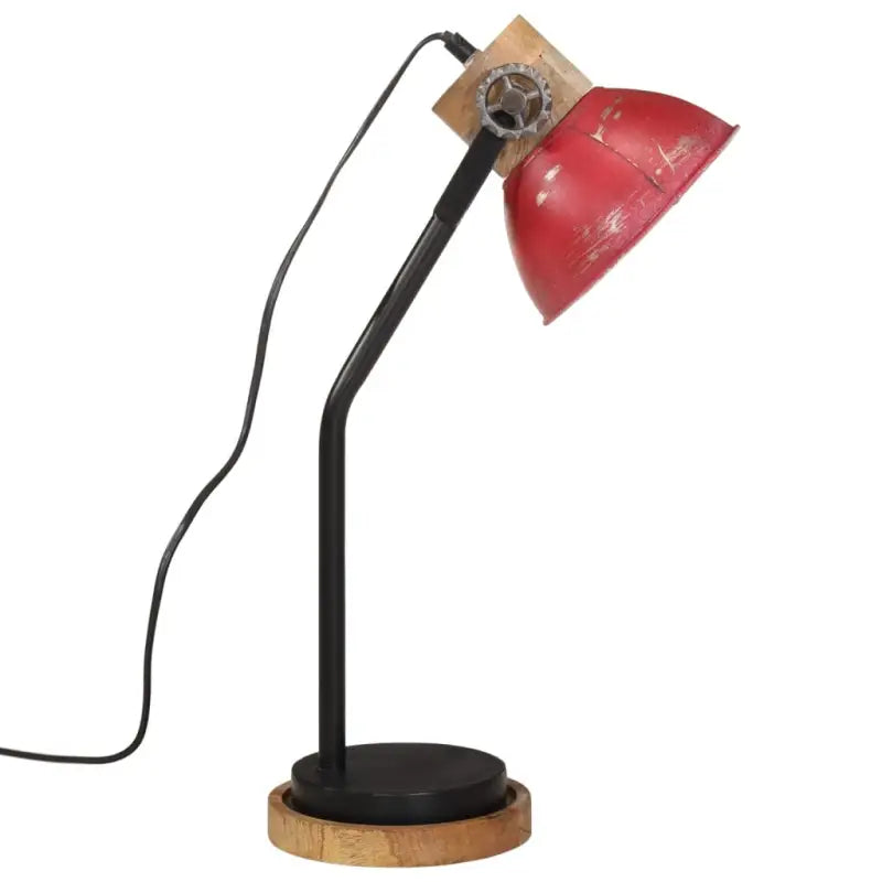 Industriële bureaulamp met massief mangohout en e27 fitting - Lampen