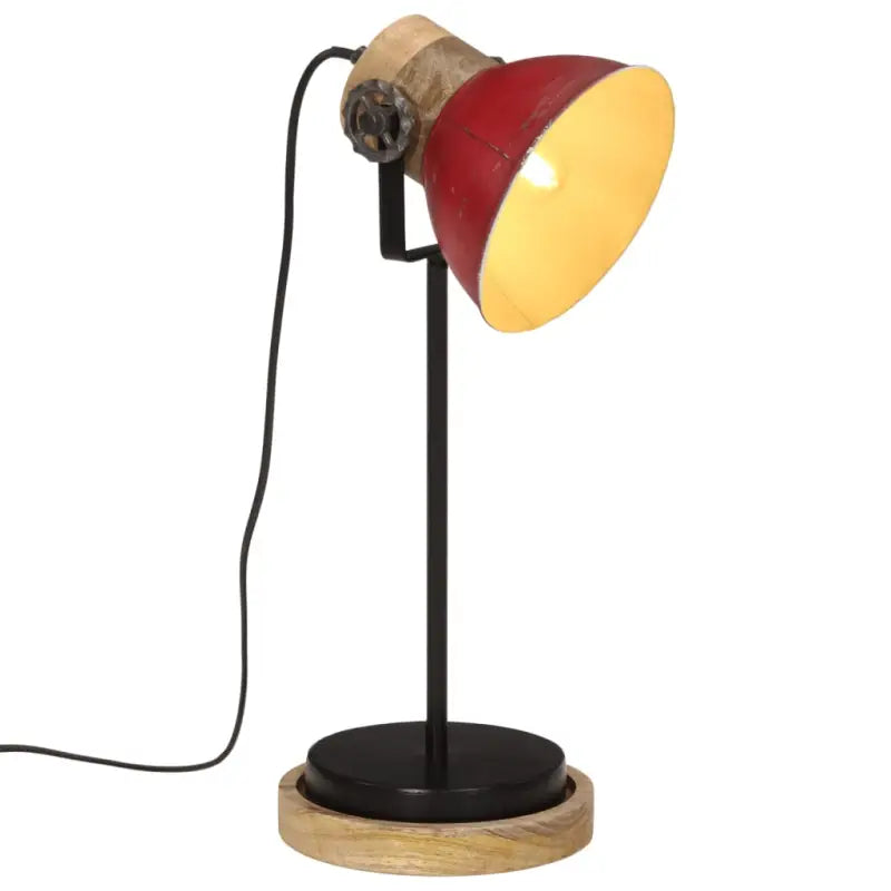 Industriële bureaulamp van massief mangohout met E27 fitting - Lampen