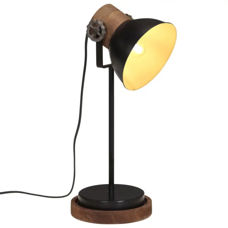 Industriële bureaulamp van massief mangohout met E27 fitting - Zwart / 1 - Lampen