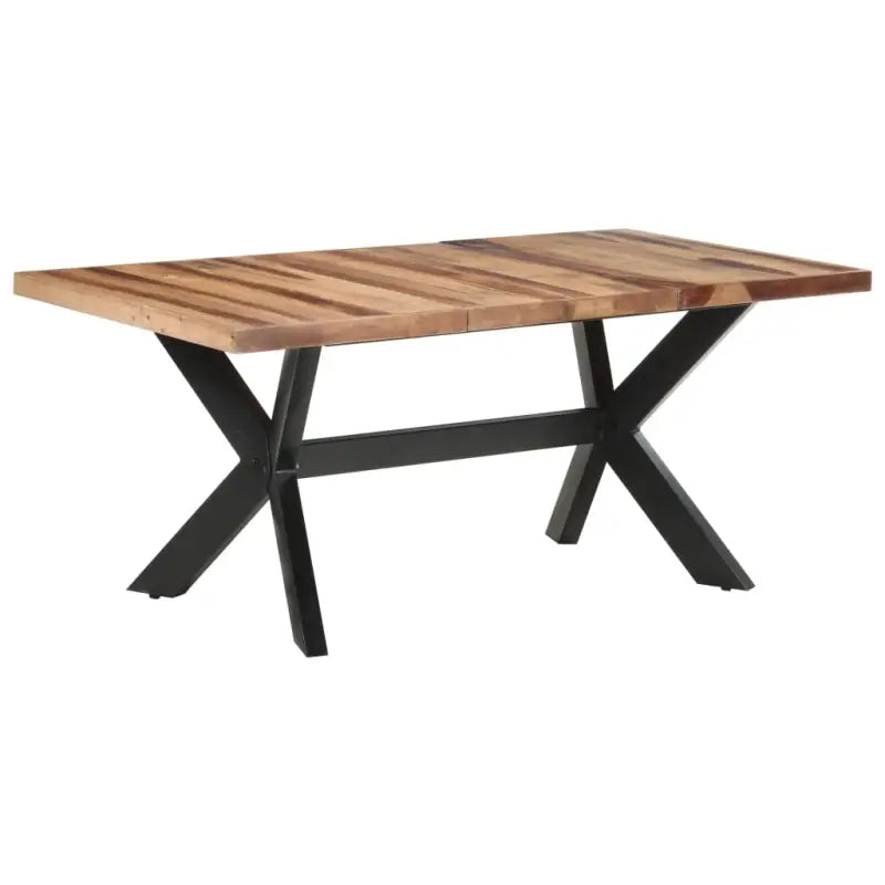 Industriële eettafel van massief acaciahout met honingkleurige afwerking - Eettafels