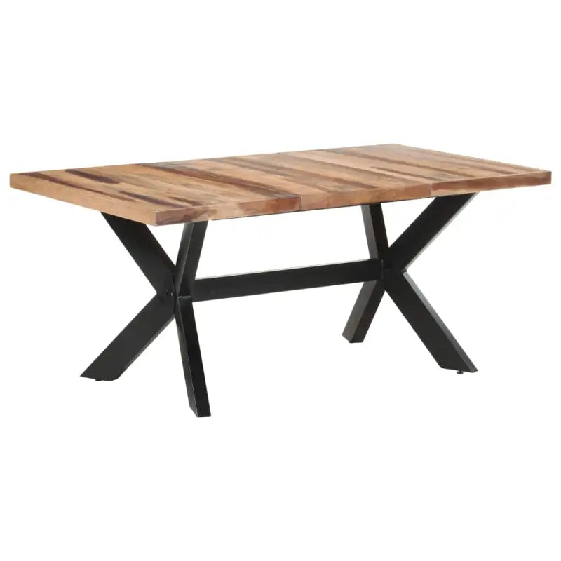 Industriële eettafel van massief acaciahout met honingkleurige afwerking - Eettafels
