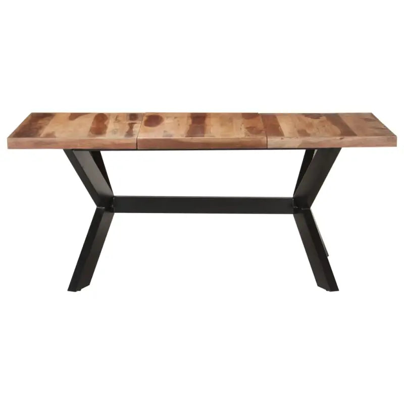 Industriële eettafel van massief acaciahout met honingkleurige afwerking - Eettafels