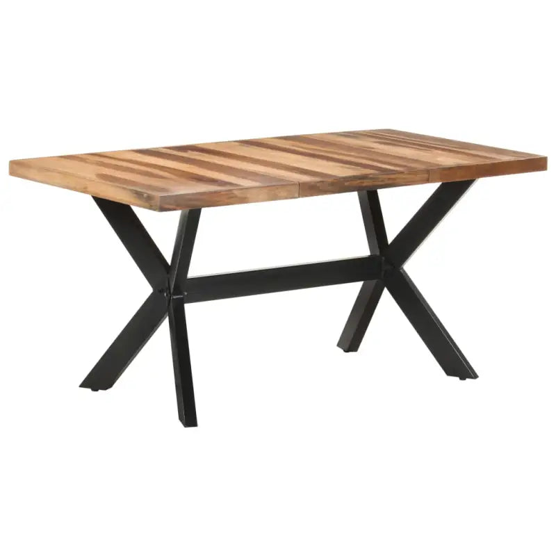 Industriële eettafel van massief acaciahout met honingkleurige afwerking - 160 x 80 x 75 cm / 1 - Eettafels