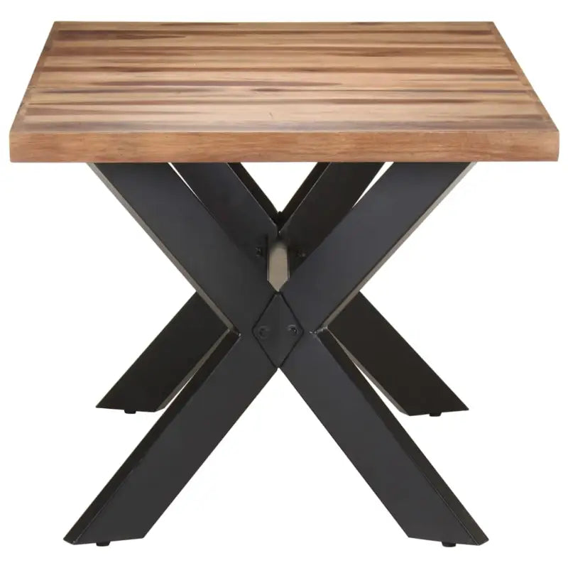 Industriële eettafel van massief acaciahout met honingkleurige afwerking - Eettafels