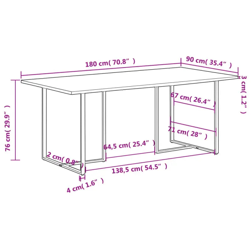 Industriële eettafel van massief mangohout voor een robuuste look - Eettafels