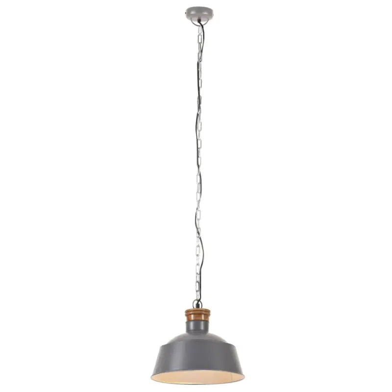 Industriele hanglamp met matgrijze afwerking en massief mangohout - Lampen
