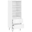 Industriële hoge kast in bewerkt hout met hoogglans wit finish - Dressoirs & buffetkasten