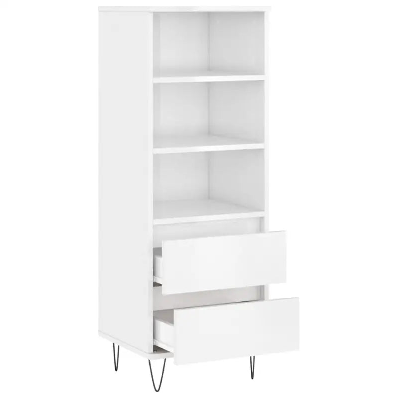 Industriële hoge kast in bewerkt hout met hoogglans wit finish - Dressoirs & buffetkasten