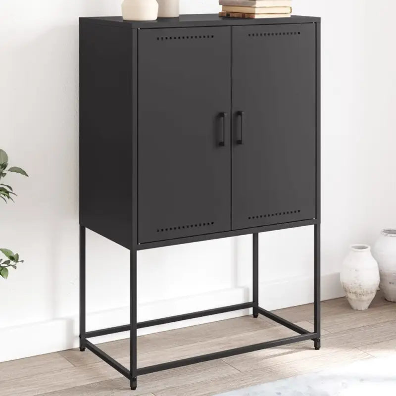 Industriële hoge kast voor woon- of slaapkamer met robuust staal - Zwart / 1 - Dressoirs & buffetkasten