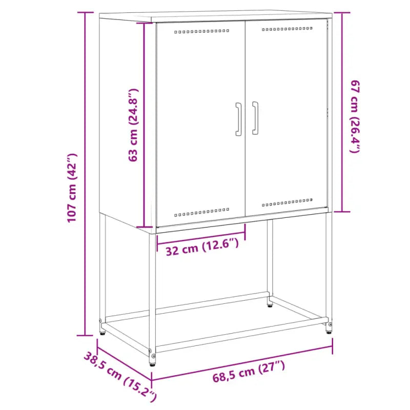 Industriële hoge kast voor woon- of slaapkamer met robuust staal - Dressoirs & buffetkasten
