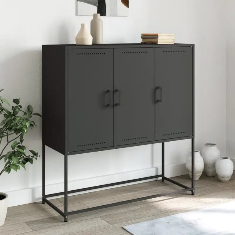 Industriële hoge kast voor woonkamer of slaapkamer - Zwart / 1 - Dressoirs & buffetkasten