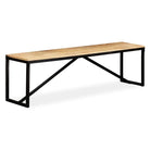 Industriële opbergbank met massief mangohout en stalen poten - Bruin / 160 x 35 x 45 cm - Opberg- & halbankjes