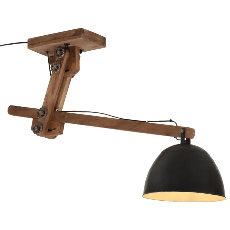 Industriële plafondlamp met massief mangohout en E27 fitting - Zwart / 1 - Lampen