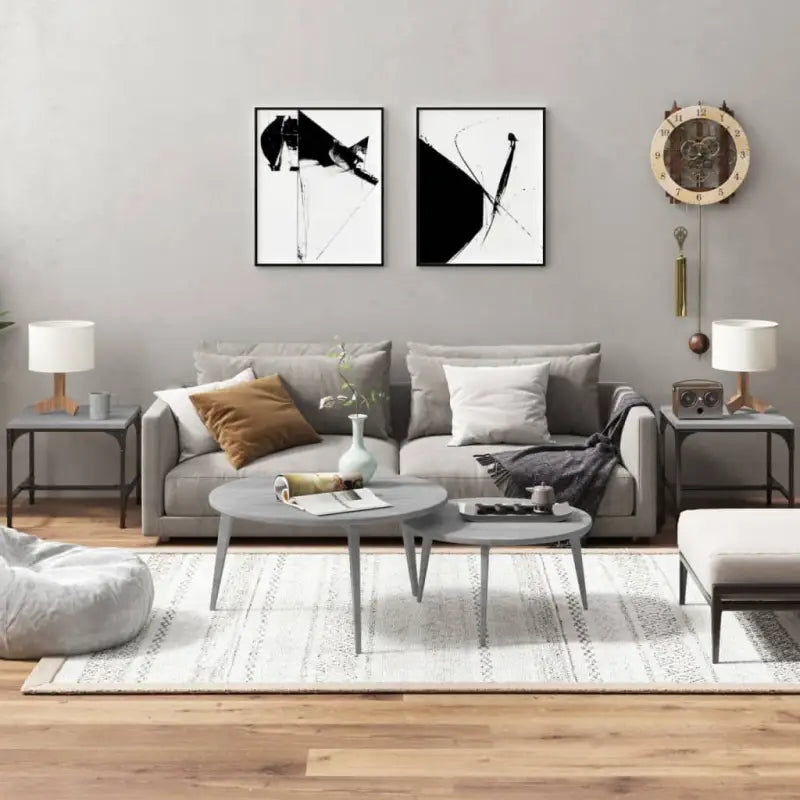 Industriële salontafel met bewerkt hout en aanpasbare poten - Grijs sonoma / 40 x 40 x 35 cm / 2 - Salontafels