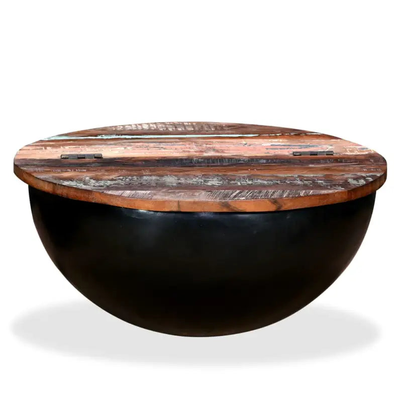 Industriële salontafel van massief gerecycled hout met unieke onderkant - Zwart / 60 x 27 cm / 1 - Salontafels