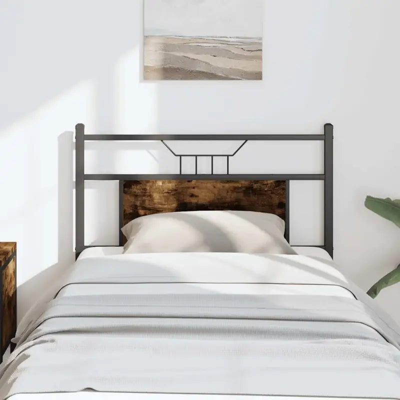 Industriële stijl hoofdbord van bewerkt hout met vierkante buizen - Gerookt eiken / 75 cm / 1 - Hoofdborden