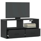 Industriële TV-Meubel van Bewerkt Hout met Stalen Frame - Zwart / 1 / 80 cm - Tv-meubels