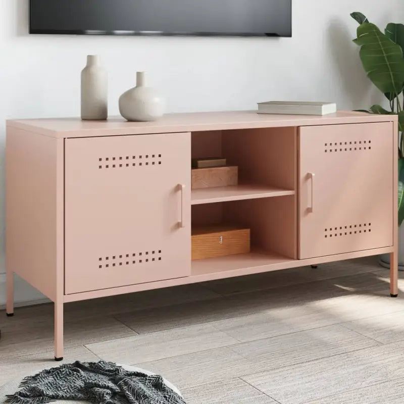 Industriële tv-meubel van robuust staal voor woon en slaapkamer - Roze / 1 - Tv-meubels