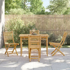 Inklapbare Bamboe Tuinstoelen voor Buiten en Terras - 4 - Tuinstoelen