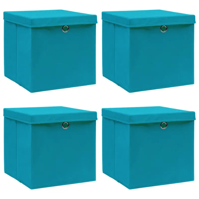 Inklapbare opbergdozen van nonwoven stof voor thuisgebruik - Babyblauw met deksels / 4 - Opbergdozen