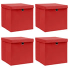 Inklapbare opbergdozen van nonwoven stof voor thuisgebruik - Rood met deksels / 4 - Opbergdozen